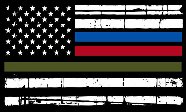 Thin Horizontal Flag decal MAGNET American Flag Firefighter, Police, Military