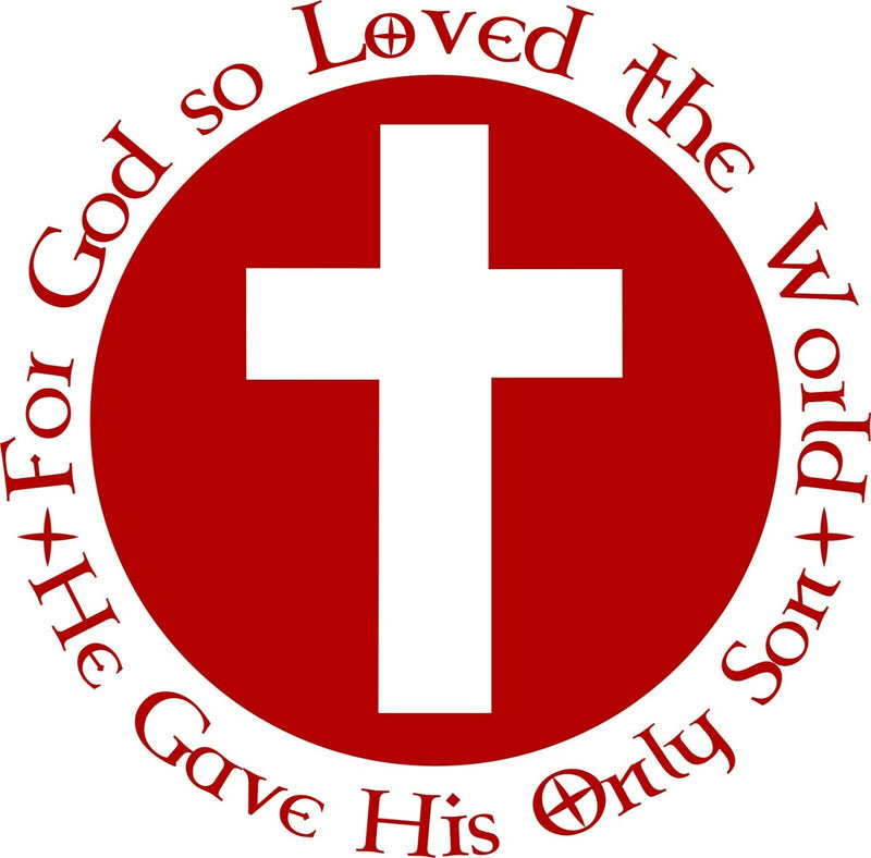 Religious Decal Christian Cross For God So Loved the World Decal