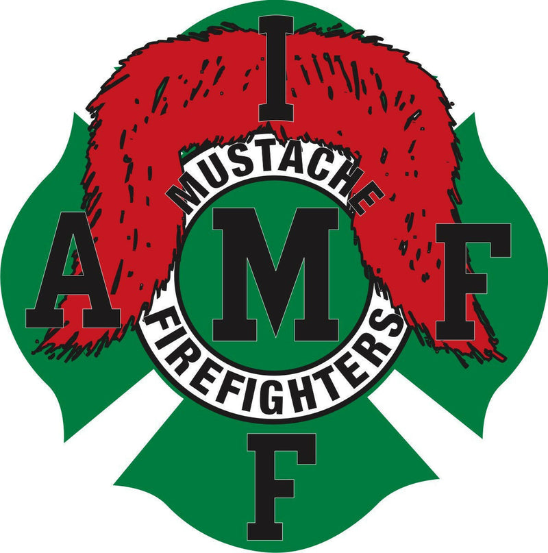 Firefighter Decal - Red Mustache Maltese Sticker Decal - Various Sizes -