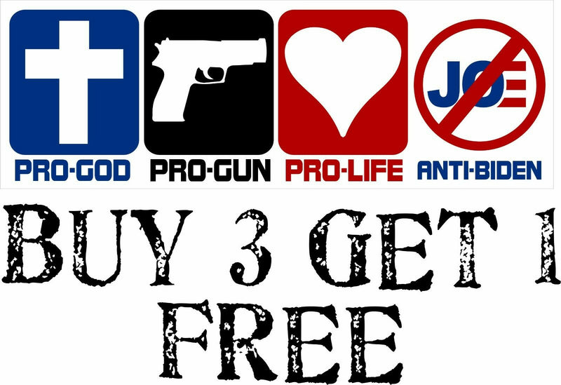 Anti Joe Biden Pro God Pro Gun Pro Life Anti Biden Bumper Sticker 8.7" x 3"