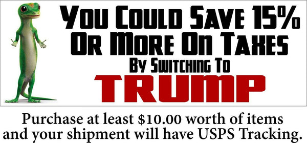 Donald Trump Bumper Sticker "Save 15% By Switching to Trump" 8.6" x 3" Sticker