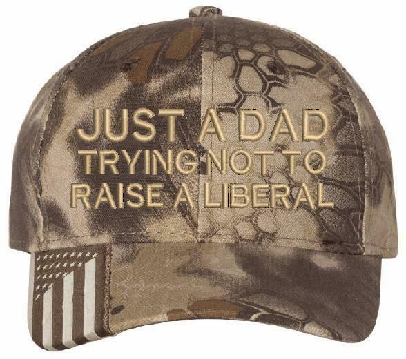 Anti Liberal Hat Just a Dad Trying not to raise a liberal USA300 Adjustable hat