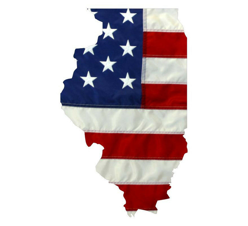 State of Illinois Realistic American Flag Window Decal - Various Sizes