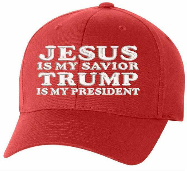 Jesus is my savior Trump is my President Flex Fit Embroidered Hat