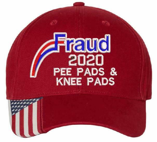 Fraud Joe Biden Rigged Election PEE KNEE PADS Hat USA300 Outdoor Cap w/Flag Brim