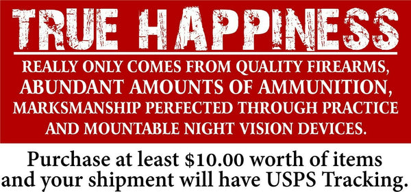 2nd Amendment TRUE HAPPINESS ammo rifle night vision bumper sticker 8.6" x 3"