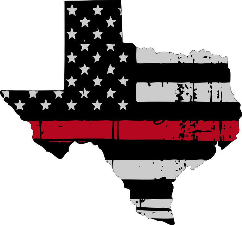 Thin Red line decal - State of Texas Tattered Flag - Various Sizes
