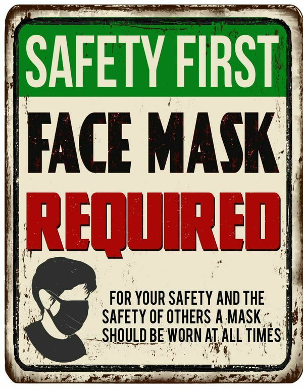 Warning Face Mask SAFETY FIRST WINDOW STICKER 7" X 5" UV Laminated Window Decal