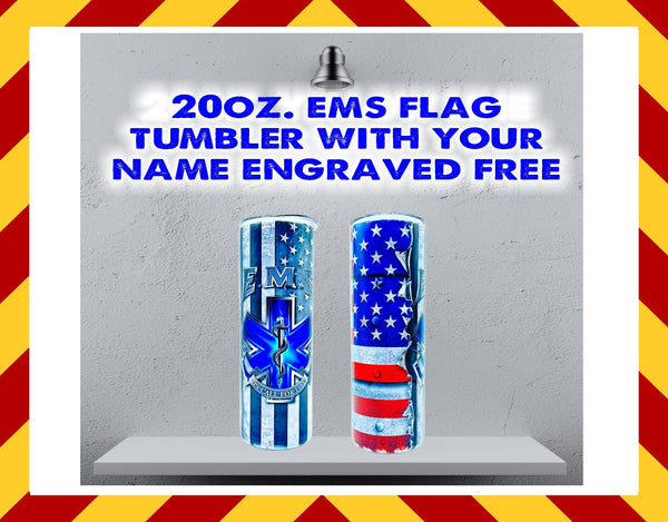 EMS USA Flag Sublimated 20oz. Tumbler