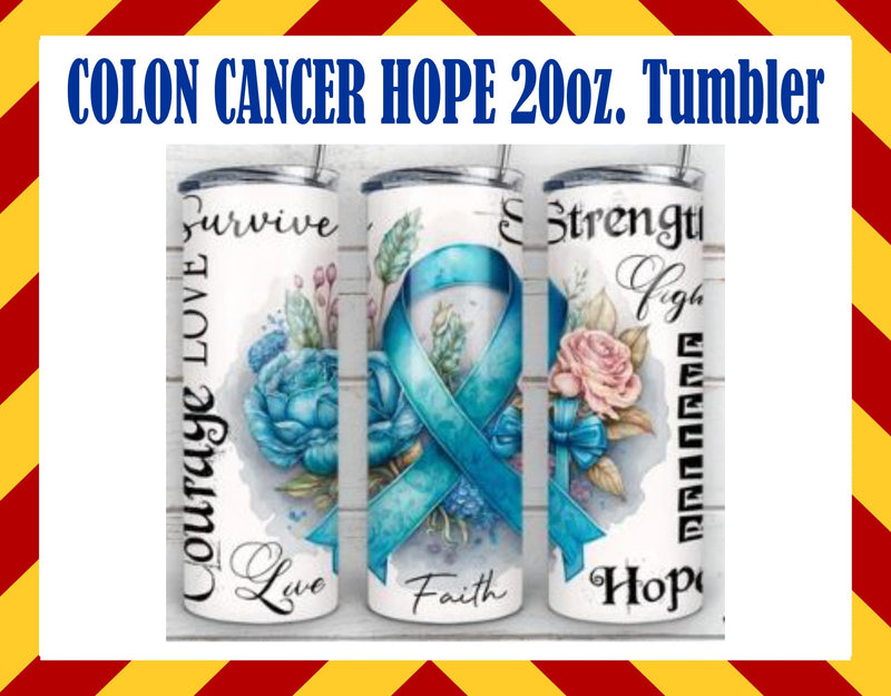 Colon Cancer Hope Sublimated 20oz. Tumbler