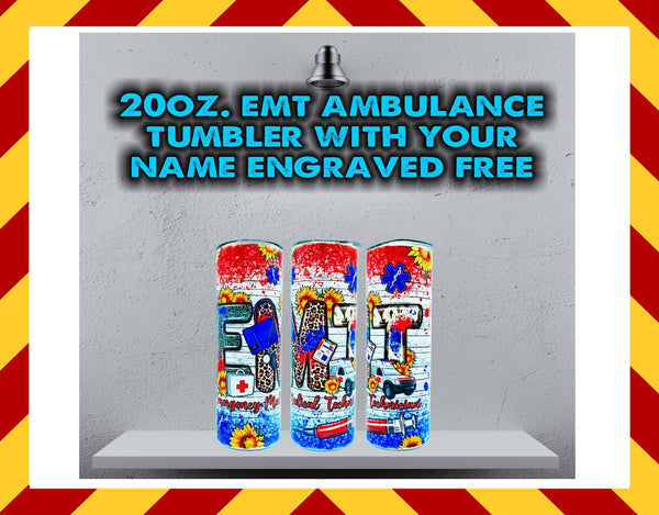 EMT Ambulance Bus Sublimated 20oz. Tumbler
