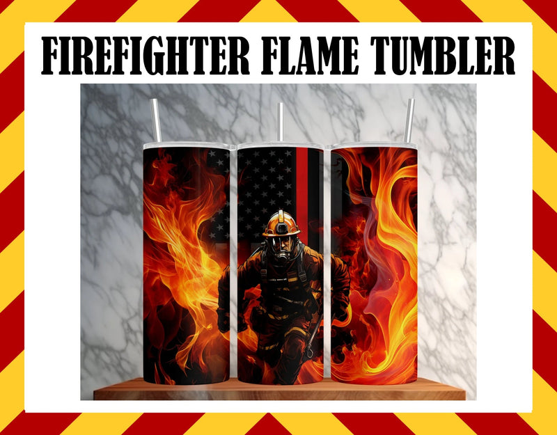 Firefighter Flames Custom Sublimated 20oz. Tumbler
