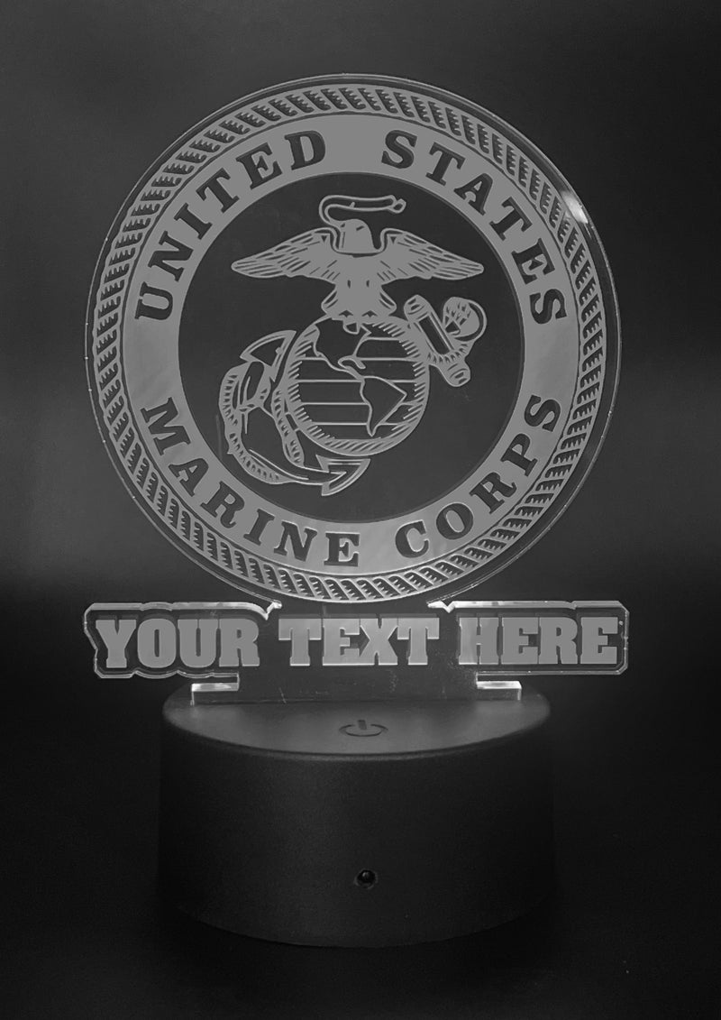 Marine Corp with Name Acrylic LED Base Design Package - Powercall Sirens LLC