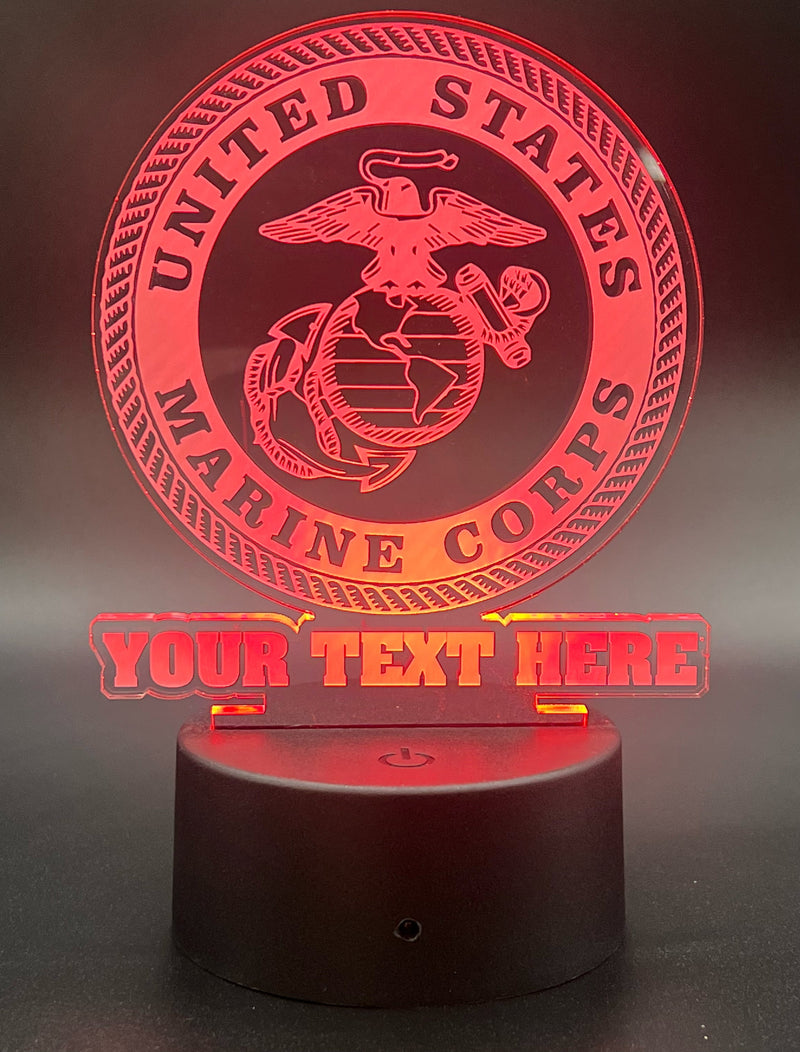 Marine Corp with Name Acrylic LED Base Design Package - Powercall Sirens LLC